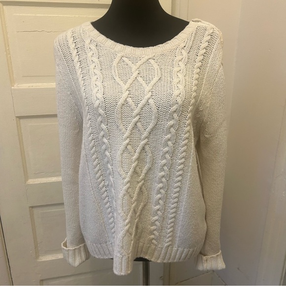 Women's Cable Knit Sweater - White - Picture 1 of 10